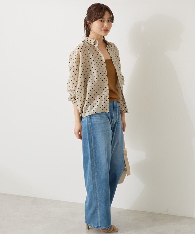 AMERICAN HOLIC 【WEB限定】ドットドロストシャツ Pink Beige