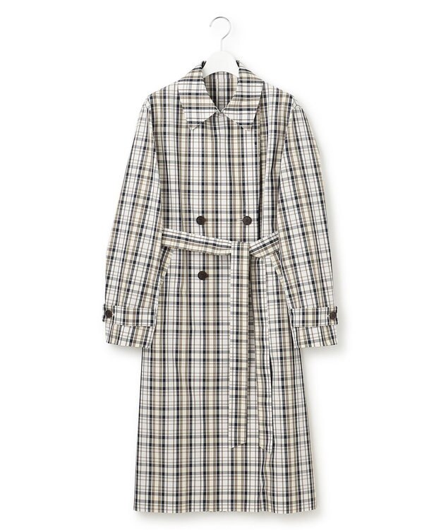 23区 S メモリーチェック トレンチコート ダークブラウン系3