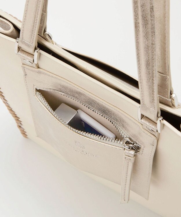 TOPKAPI 【TREASURE TOPKAPI】フェイクレザー ポーチ付き パラコード かがりトートバッグ オフ