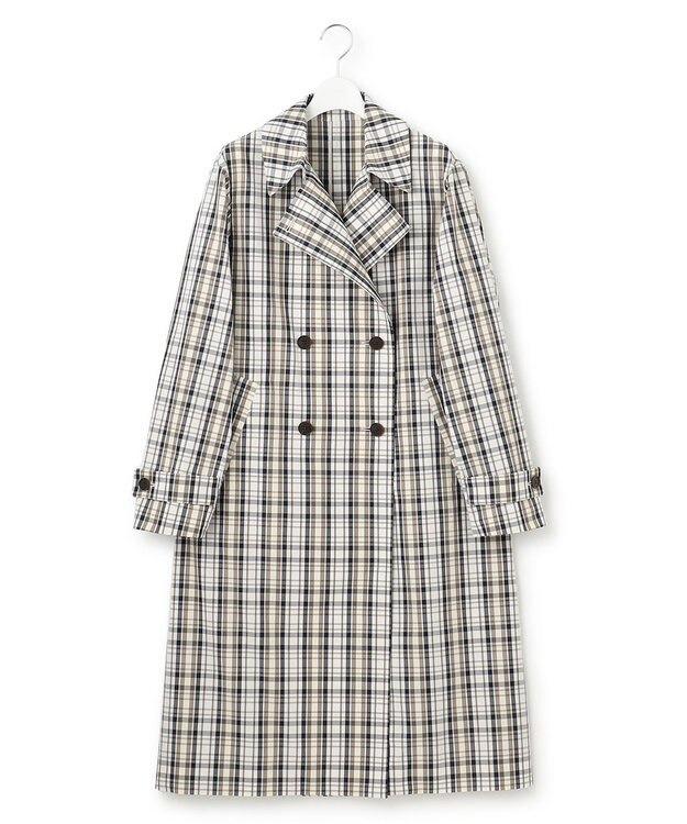 23区 S メモリーチェック トレンチコート ダークブラウン系3