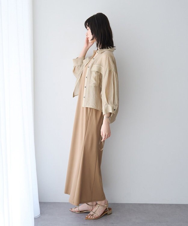 YECCA VECCA 【2点SET】ミリタリーシアーシャツセットキャミワンピース Beige
