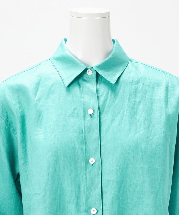 23区 【エステータ】チンツリネン オーバーサイズ シャツ ターコイズブルー系