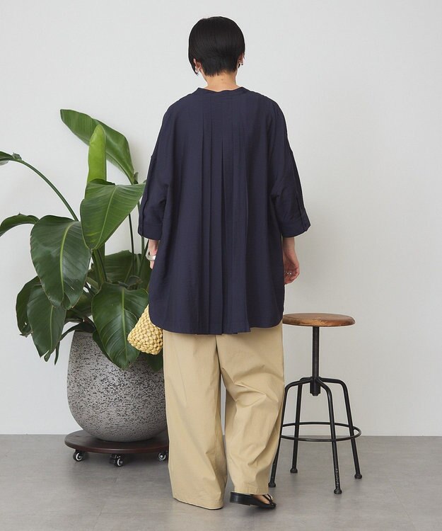 AMERICAN HOLIC 【WEB限定】接触冷感バンドカラーシャツチュニック Navy