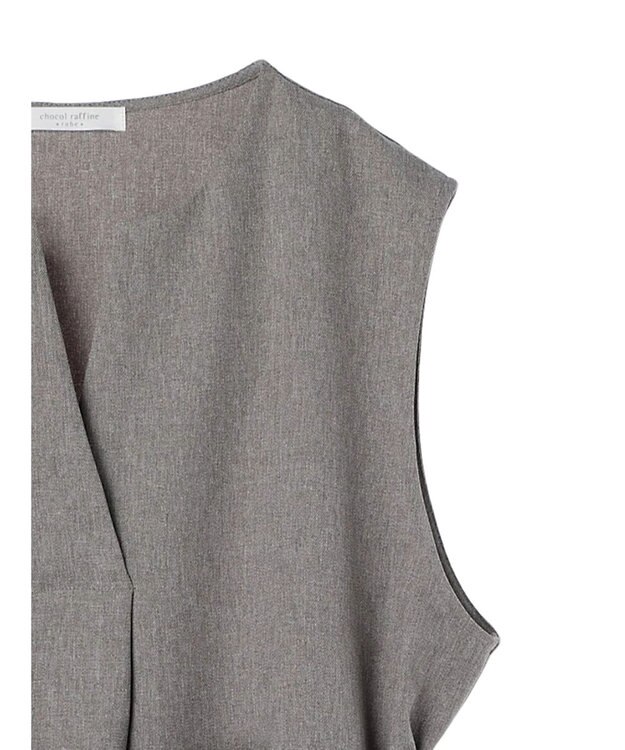 Green Parks ハイスペック共布リボン付ジャンスカ Gray Mixture