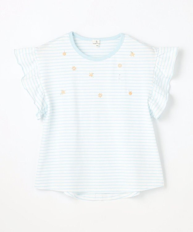 組曲 KIDS 【150-160㎝】 フルーティーボーダーTシャツ サックスブルー