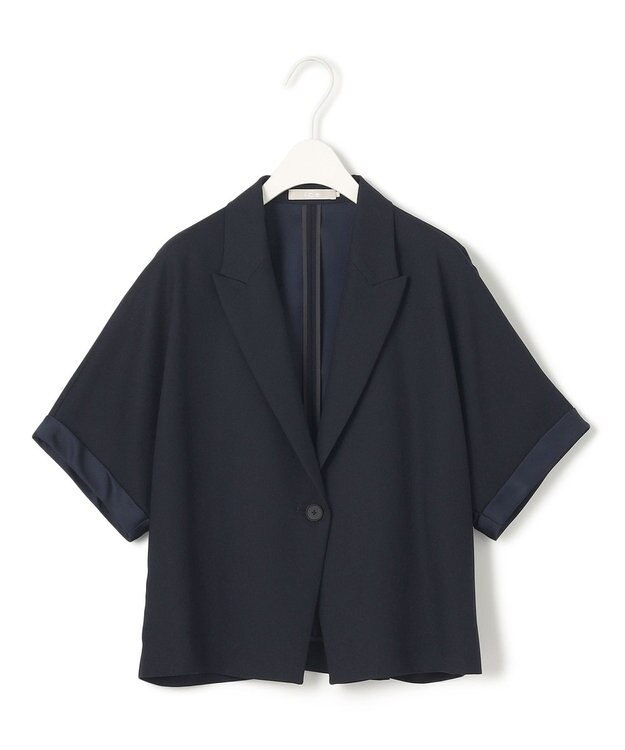 ICB 【UVケア・接触冷感・速乾・防シワ・洗える】 FluidBackSatin クロップドジャケット ネイビー系