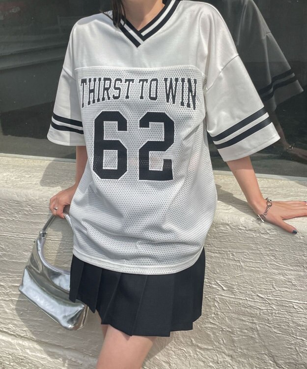 WEGO ナンバリングメッシュビッグT ホワイト