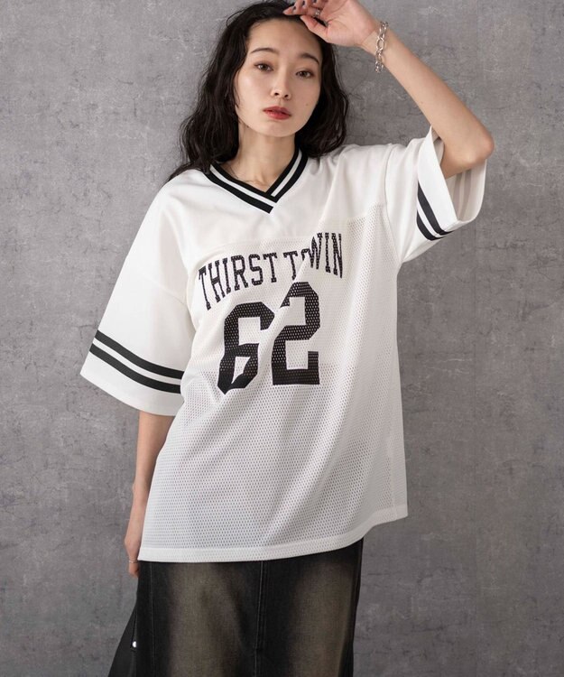 WEGO ナンバリングメッシュビッグT ホワイト