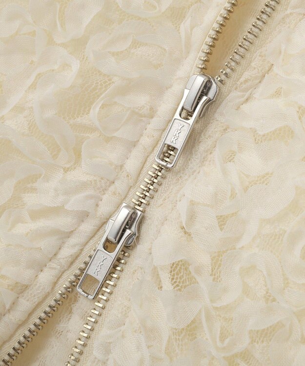 Green Parks フラワー柄チュールブルゾン Ecru