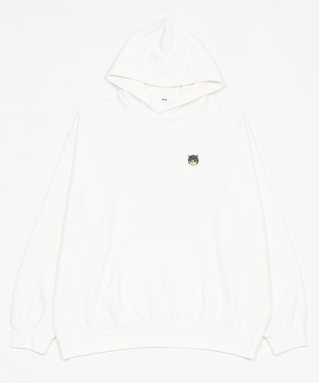 WEGO 【ユニセックス着用ITEM/SMLサイズ展開/裏起毛】ワンポイント刺繍プルパーカー ホワイト