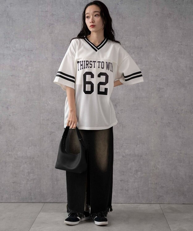 WEGO ナンバリングメッシュビッグT ホワイト