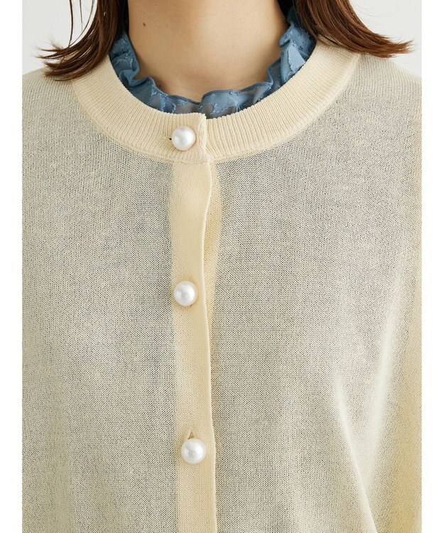 Green Parks ・ＥＬＥＮＣＡＲＥ　ＤＵＥ　パールボタンシアーカーデ Off White