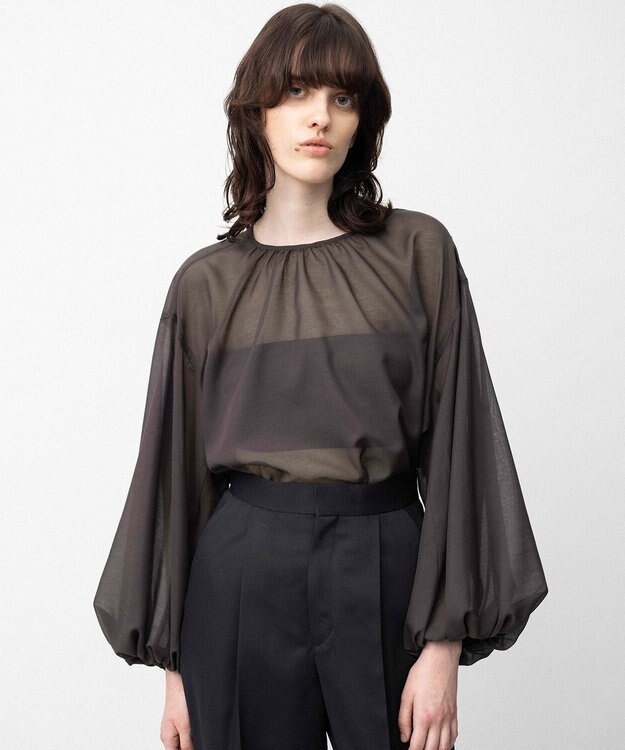 NAVE 【Nave】ブライトシアーボイル ギャザーブラウス ブラウン系