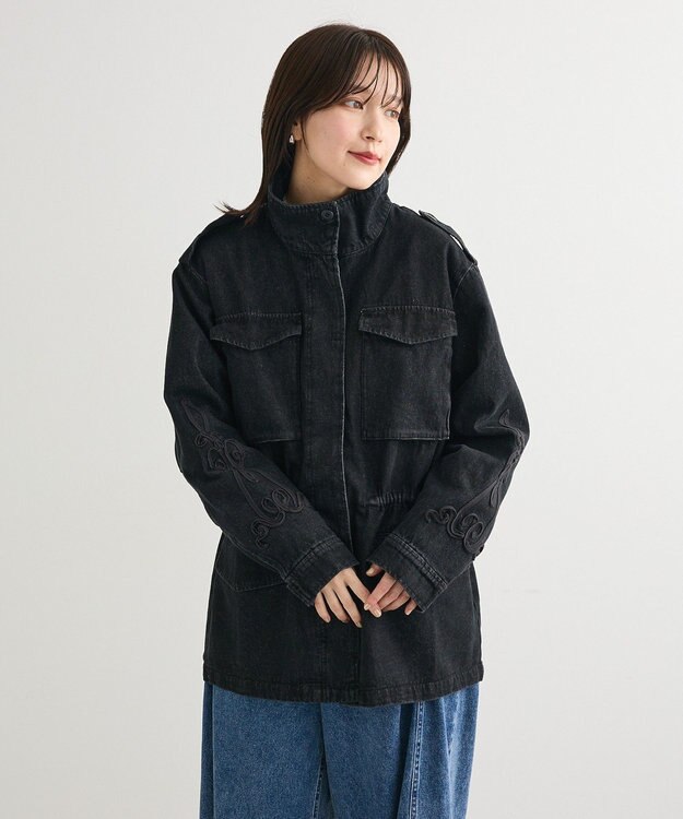 Green Parks ■ESCAR デニムコード刺繍ジャケット Black