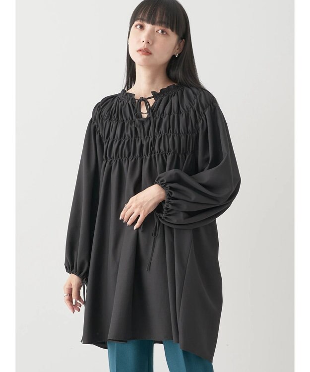 earth music&ecology シャーリングチュニック Black