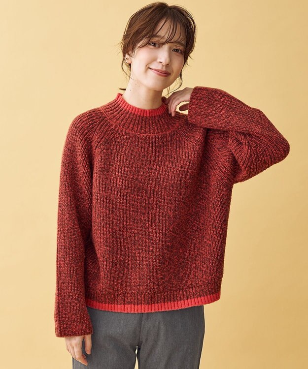 ANY L 【5色展開】バイカラーMIXニット オレンジMIX