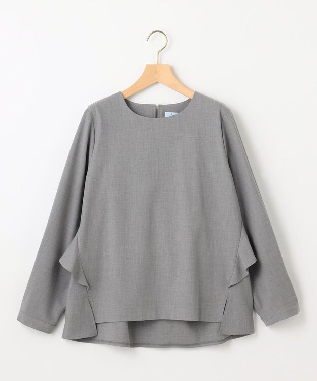 組曲 L 【KUMIKYOKU NAVY】ウーステッドライククロス フリルブラウス ミディアムグレー系