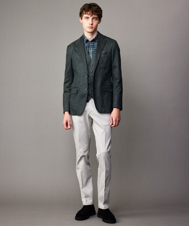 JOSEPH ABBOUD 【ストレッチ/スウェードタッチ/JAPANファブリック】コマ スウェード ベスト カーキ系