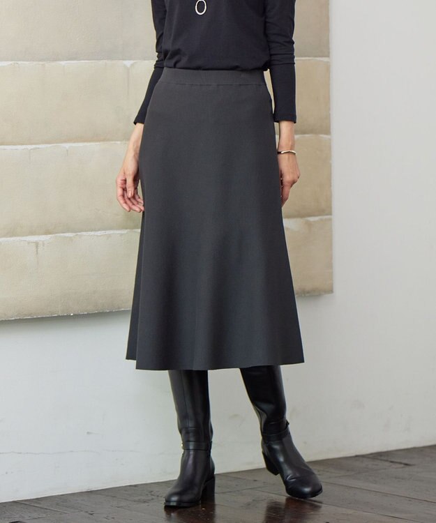 J.PRESS LADIES 【洗える】VIS/PE MILANO ニット スカート グレー系