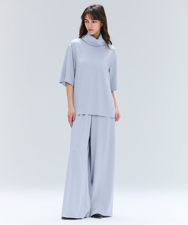 BEIGE， 【洗える】LLOYD / ハンマーサテンイージーワイドパンツ Dull Blue