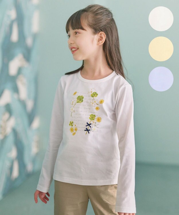 組曲 KIDS 【150-160㎝】オシバナクローバー Tシャツ オフホワイト系