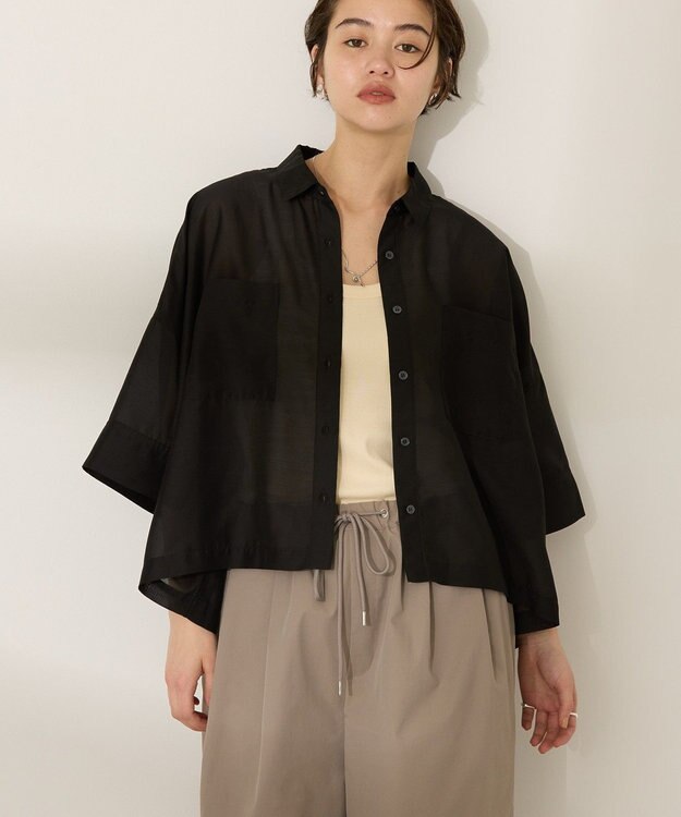 AMERICAN HOLIC Wポケットシアー半袖シャツ Black