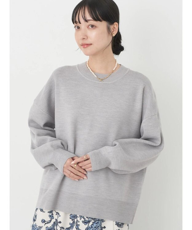 earth music&ecology アンチピリングバックスリットプルオーバー Light Gray Mixture