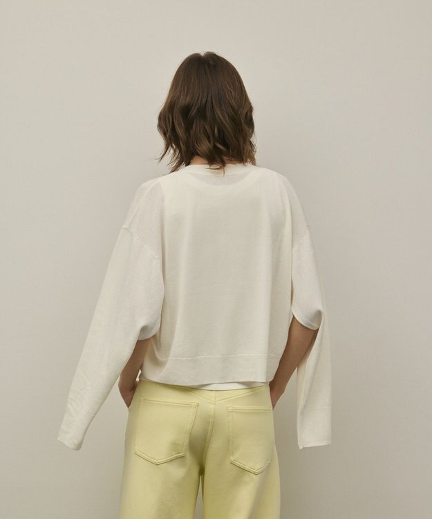 GRACE CONTINENTAL スリーブスリットニットカーディガン ホワイト