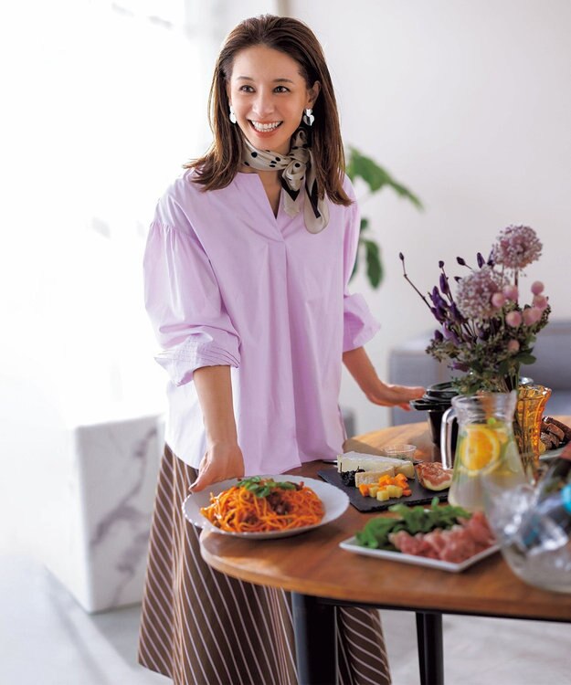 UNFILO ストライプスカート ブラウン系ボーダー