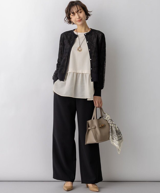 23区 L ナチュラルコットンベア シアードッキング カットソー ベージュ系