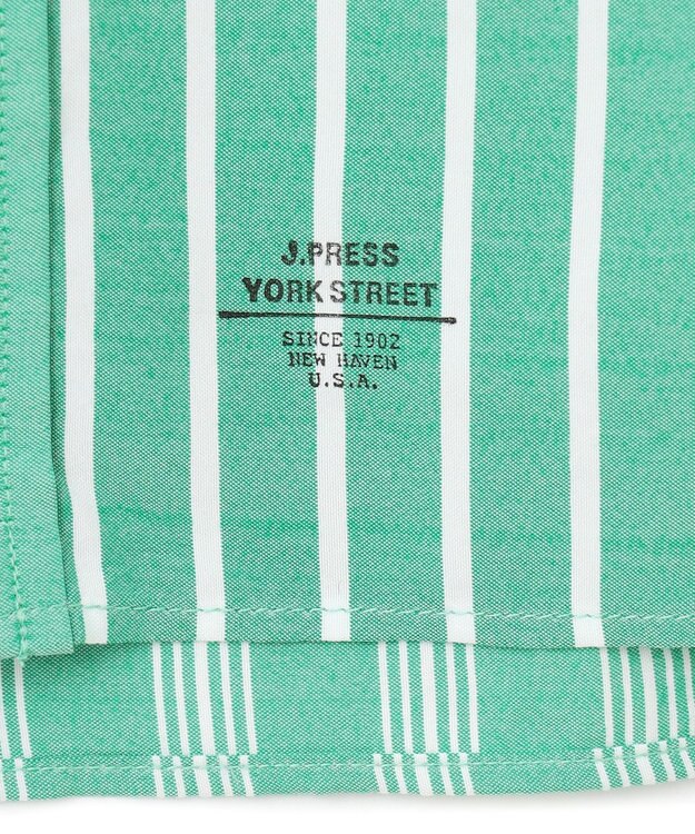 J.PRESS YORK STREET 【UNISEX】クレイジーストライプ バンドカラーシャツ グリーン系7