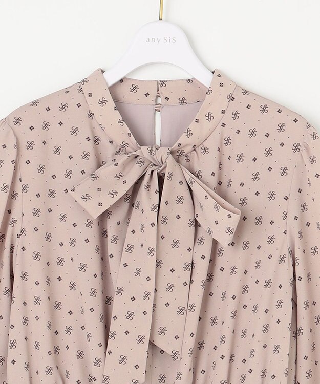 ANY SIS 【洗える】2WAYボウプリント ワンピース ベージュ系