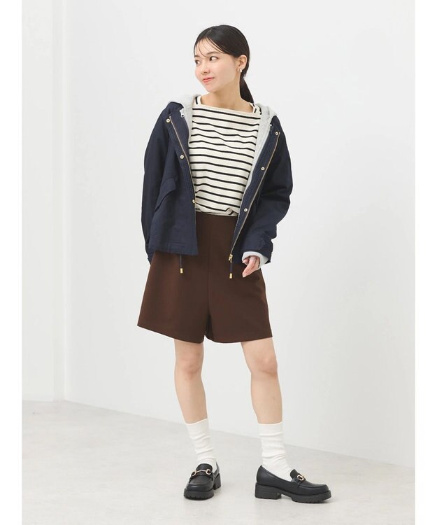 earth music&ecology パーカー付きミリタリーブルゾン Navy