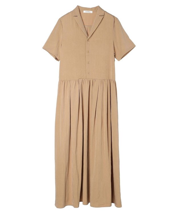 Green Parks ローウエスト切替開襟シャツワンピース Beige