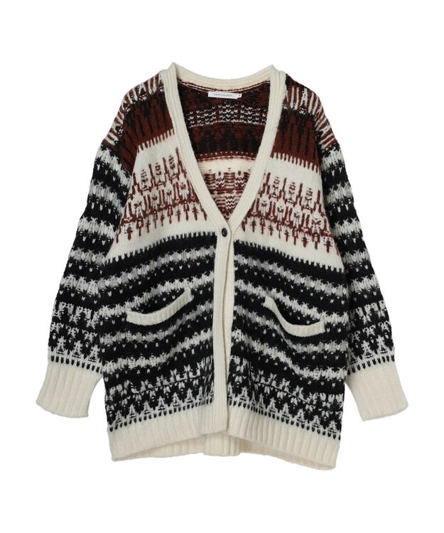 AMERICAN HOLIC フェアアイル柄ニットカーディガン Brown