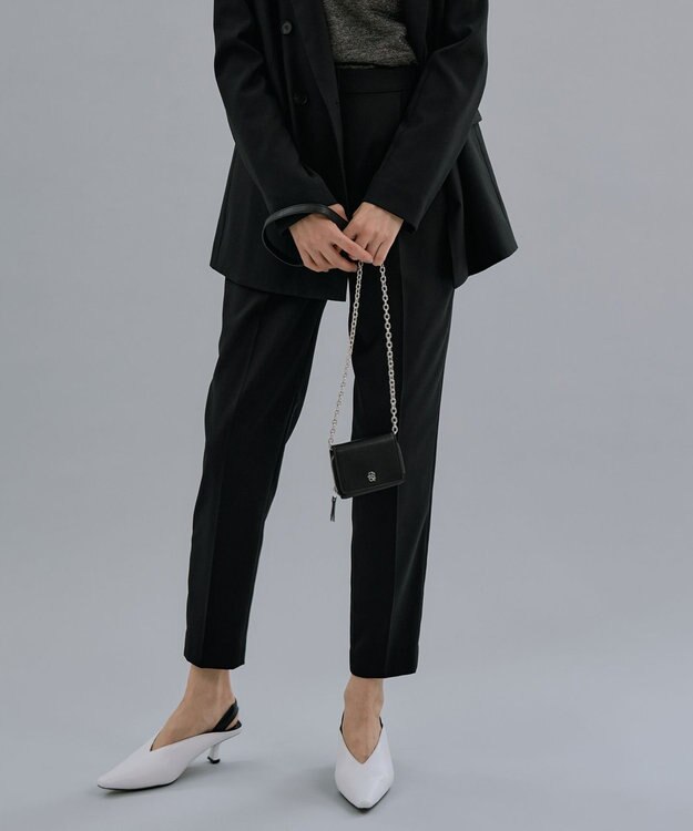 ICB 【新色追加・洗える】 ウールマットウース テーパードパンツ ブラック系