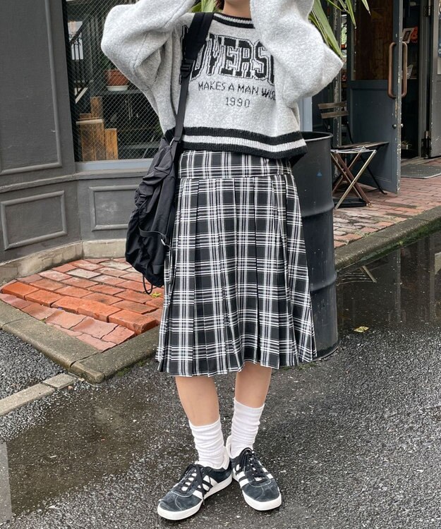 WEGO ラインリブフラッフィーショートニット ライトグレー