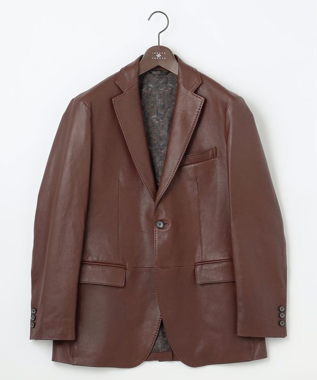 JOSEPH ABBOUD 【長く育てたいサスティナブルなレザー】ベジタブルラムレザージャケット ブラウン系