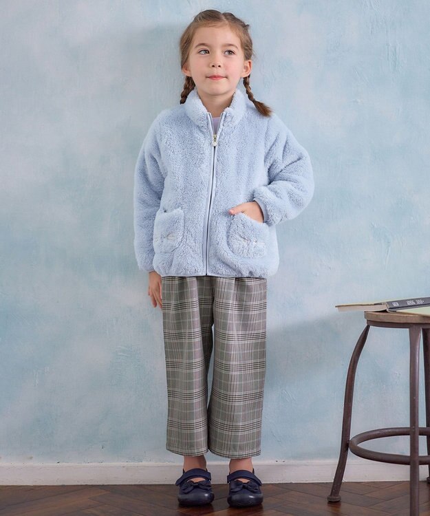 ANY KIDS ネコポケットボアブルゾン サックスブルー