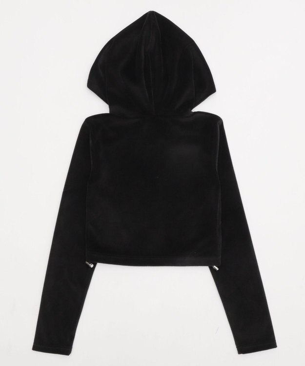 WEGO ベロアショートZIPパーカー ブラック