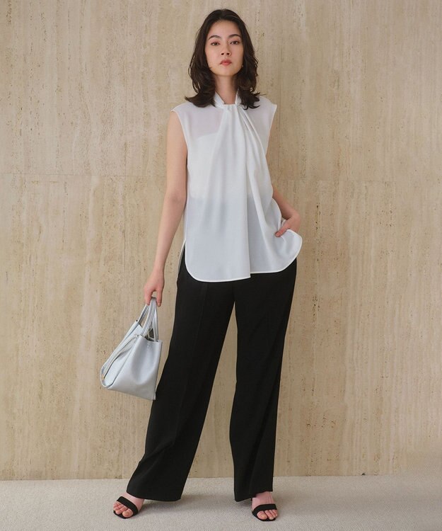 BEIGE， 【人気シリーズ】ANITA / ノースリーブタックブラウス White