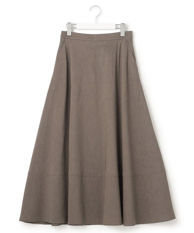 23区 【セットアップ対応】リネンレーヨンストレッチ フレア スカート ダークブラウン系