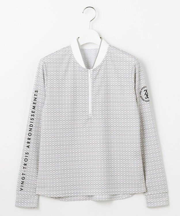 23区GOLF 【WOMEN】サンベールメッシュ モノグラムハーフジップ ライトグレー系5