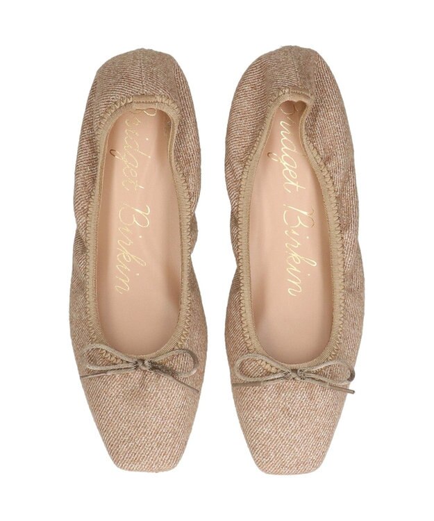 Bridget Birkin ＜抗菌消臭＞【Bridget Birkin】スクエアデイリーバレエシューズ ベージュ雑材