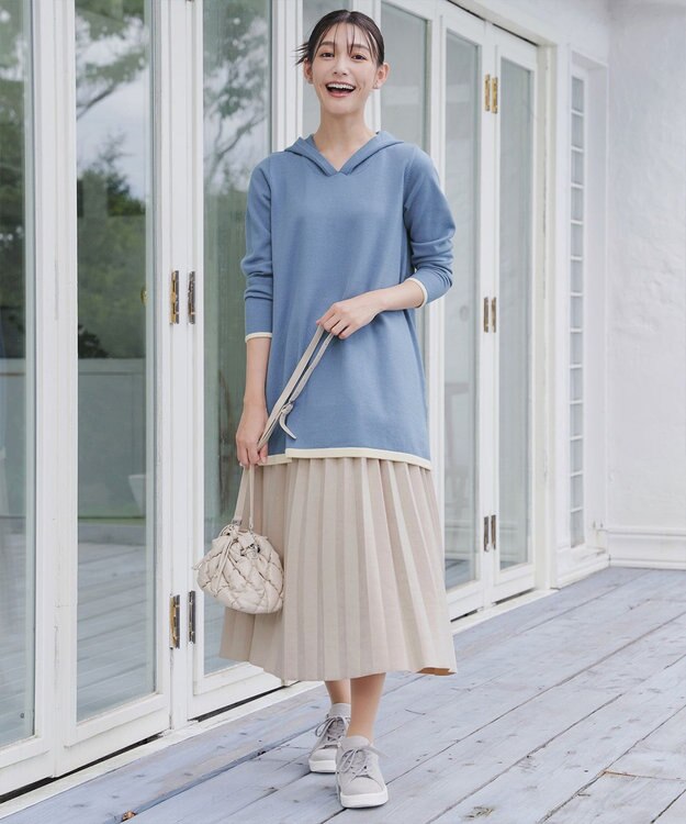 Tiaclasse 【新色追加】スエードポンチプリーツスカート アイボリー