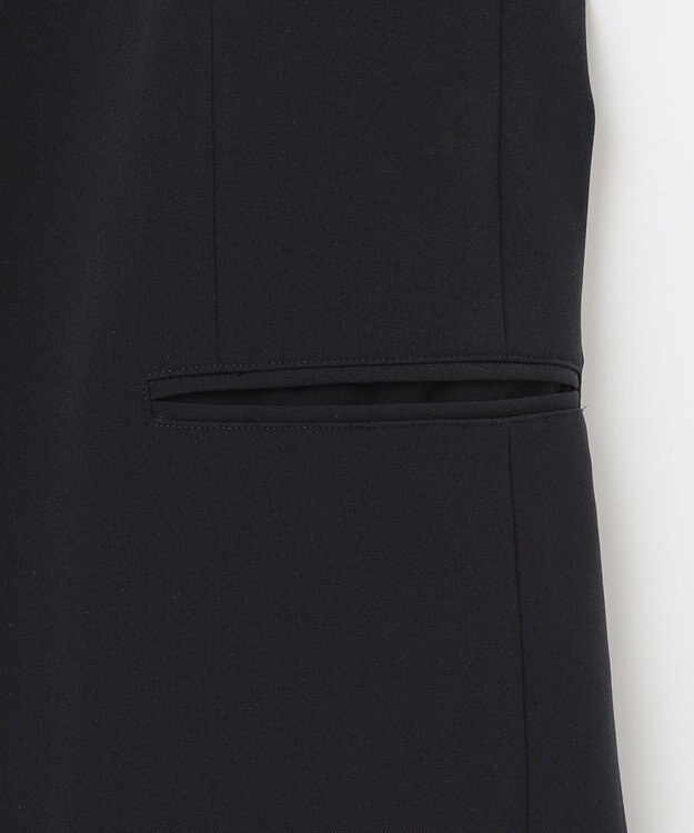 #Newans 【セレモニーにも】ベルト付ノーカラージャケット ネイビー系