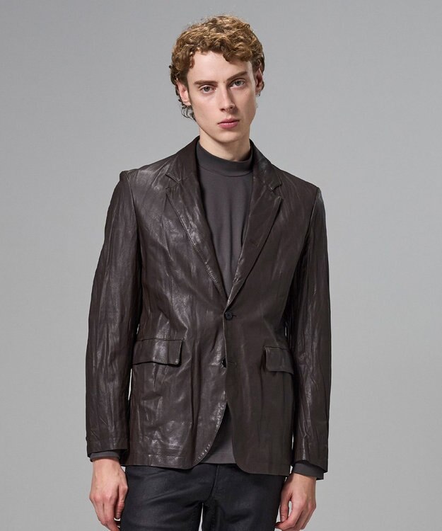 JOSEPH HOMME 【洗い加工】シュリンクエアレザー 　ジャケット ダークブラウン系