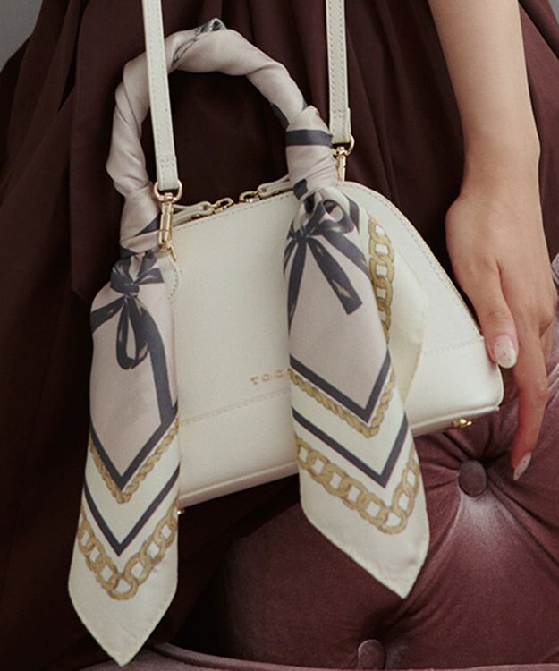 TOCCA RIBBON SILK SCARF シルクスカーフ ベージュ系