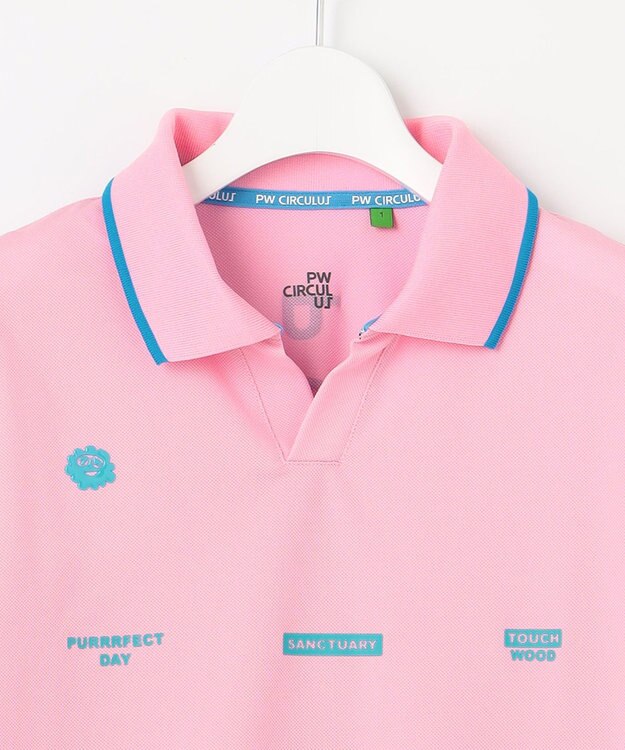 PW CIRCULUS 【WOMEN】【吸汗速乾/ストレッチ/UVケア】ベーシックカノコ スキッパー ポロシャツ ゴルフウェア レディース ピンク
