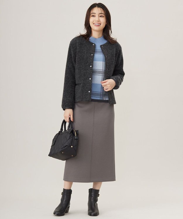 J.PRESS LADIES 【洗える】WOOLY STRETCH PLAID ニット ブルーチェック系